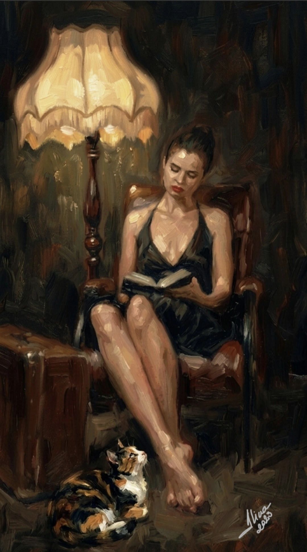 ArteDiAlina.com painting: Love reading
